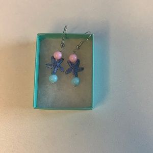 EARRINGS! Pink blue and purple ocean themed. ONE SIZE